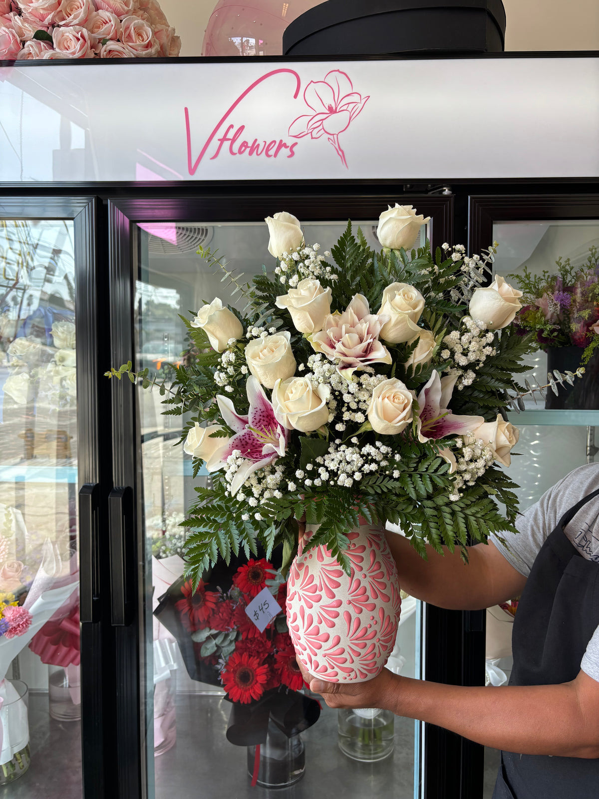 White roses + Lilies